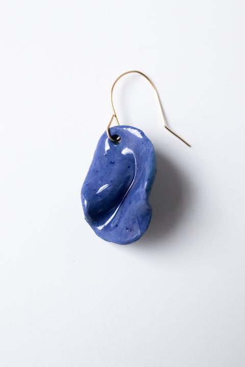 Cobalt stained porcelain statement earring
