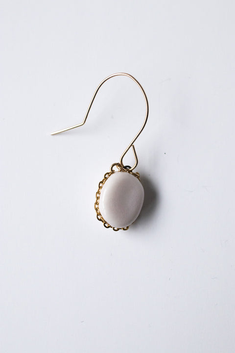 Dangle wire erbium porcelain statement earring on gold filled wire (one earring)