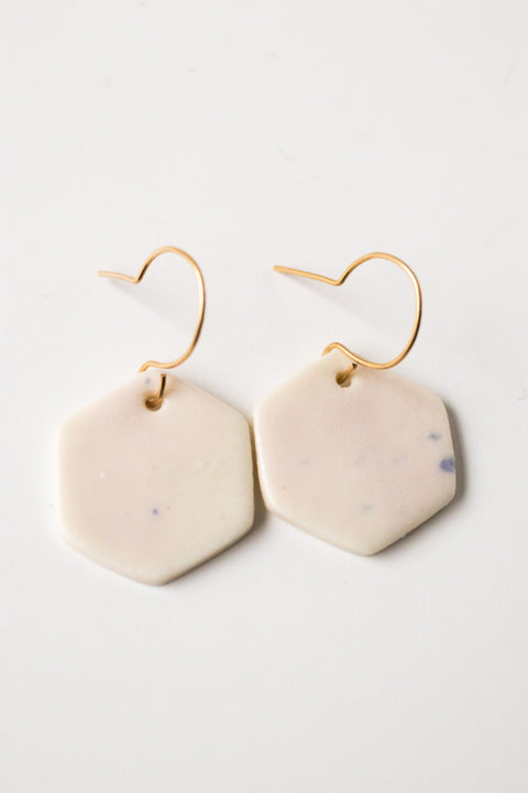 Hexagon - Erbium glazed dangle earrings on gold filled wire