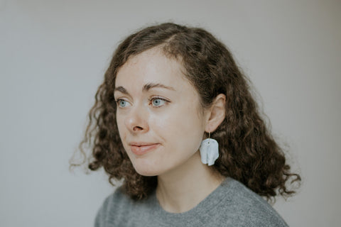 Blue and white porcelain statement earring