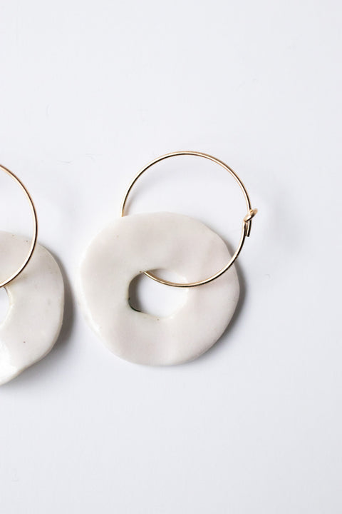 Titan Erbium - Porcelain dangle earring with gold filled wire