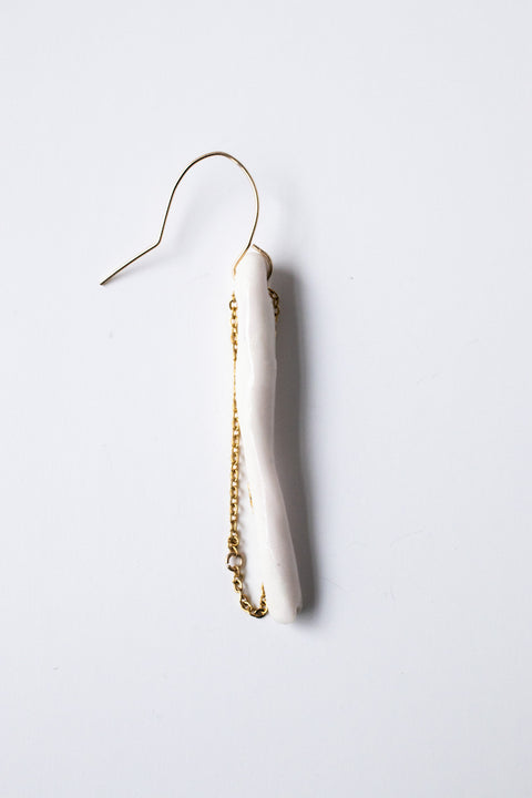 Good luck charm - porcelain statement earring on gold filled wire (one earring)