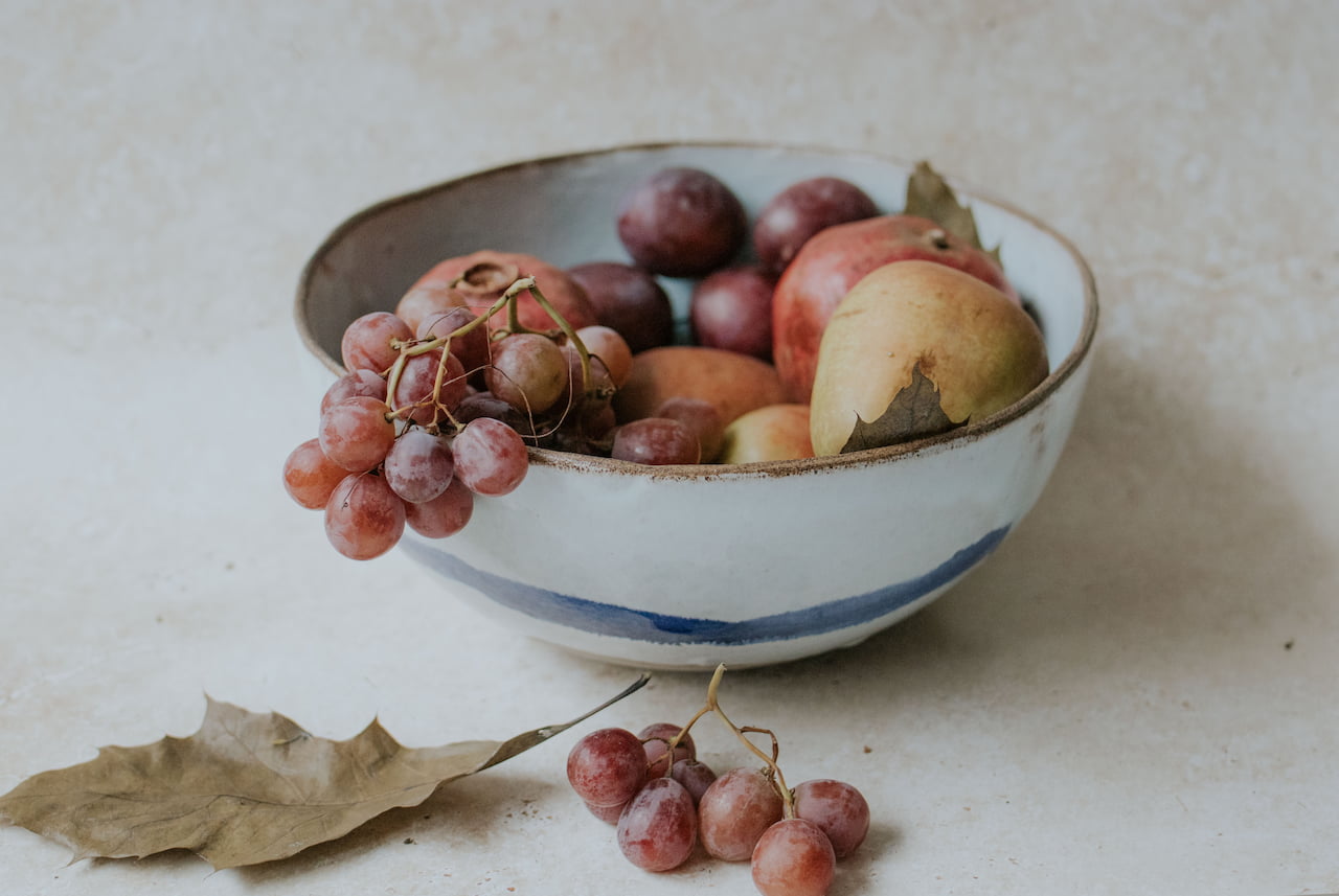 Icy blue fruit bowl