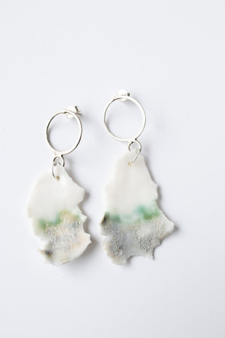 Arctic - handmade sterling silver earrings with porcelain