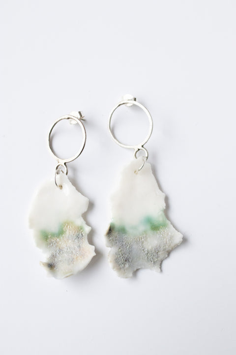 Arctic - handmade sterling silver earrings with porcelain