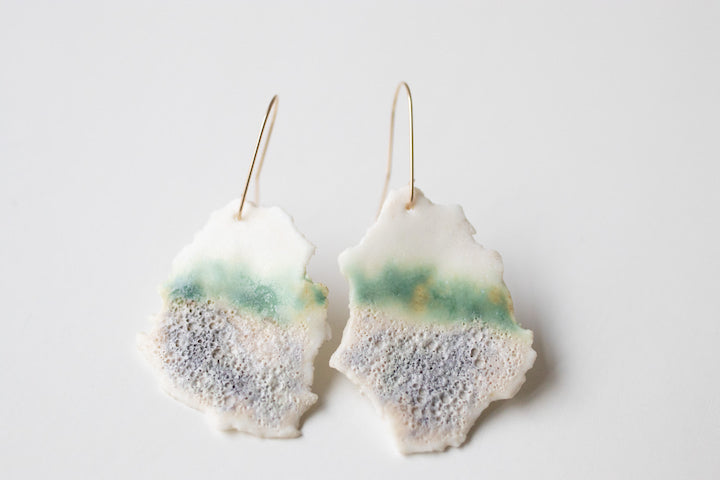 Arctic Nr.3 - handmade porcelain earrings with gold-filled hooks