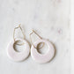 Erbium glaze porcelain circle pendant earrings