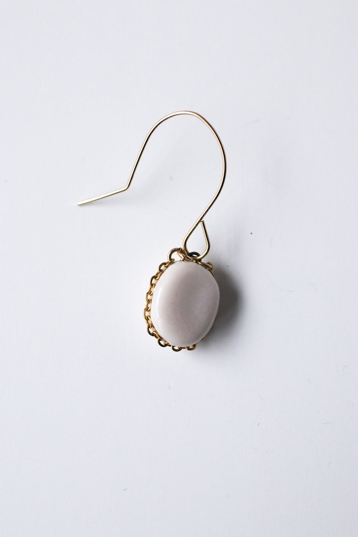 Dangle wire erbium porcelain statement earring on gold filled wire (one earring)