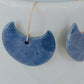 Half moons - Cobalt blue porcelain dangle earrings on gold filled wire