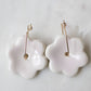 Large Erbium glaze porcelain flower pendant earrings