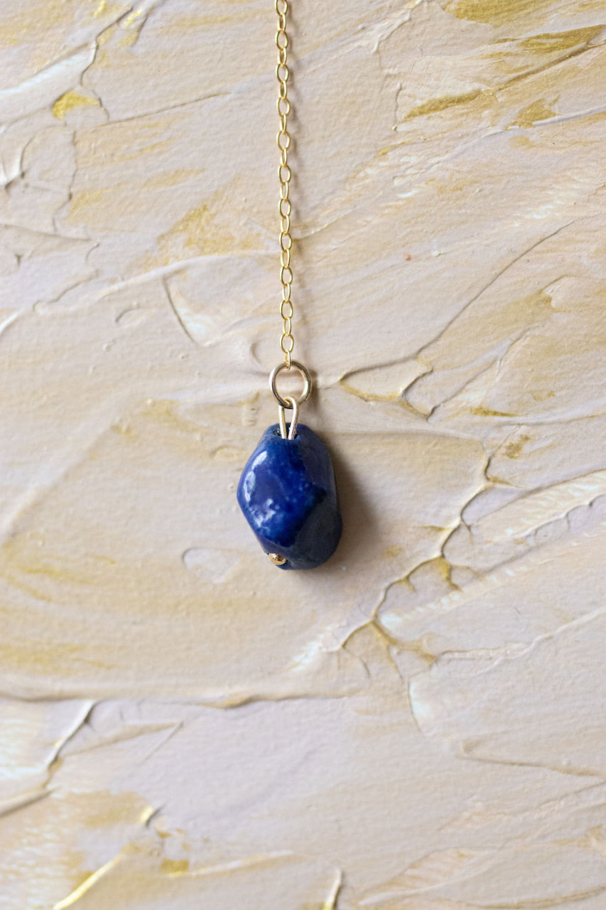 Space rock - Long necklace with porcelain pebble