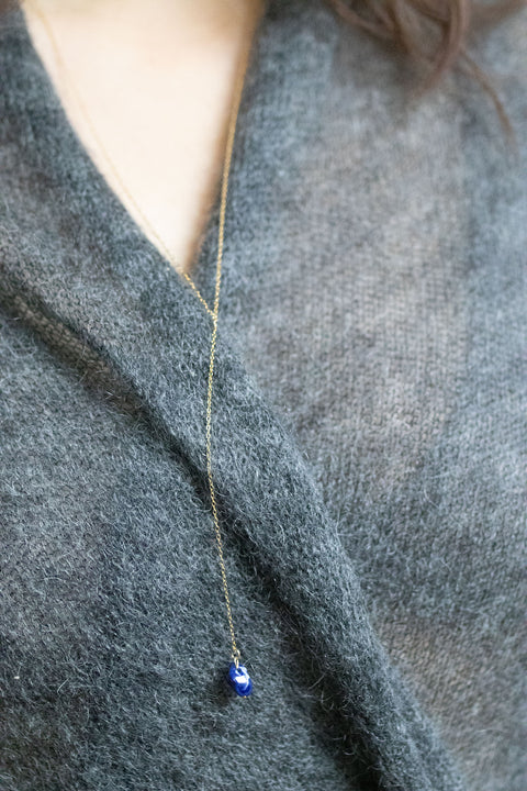 Space rock - Long necklace with porcelain pebble