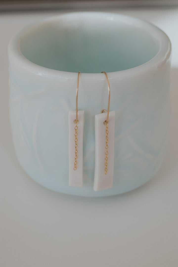 Small erbium porcelain earrings with gold filled wire