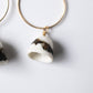 Orbit - Porcelain dangle earring with gold filled wire