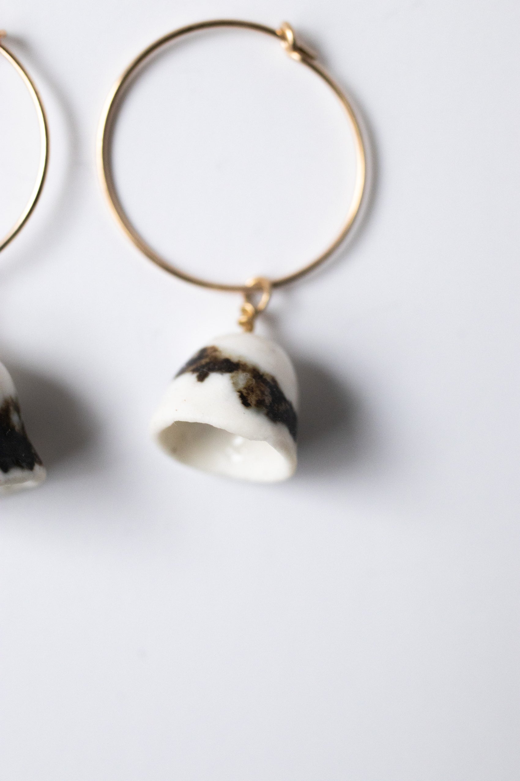 Orbit - Porcelain dangle earring with gold filled wire