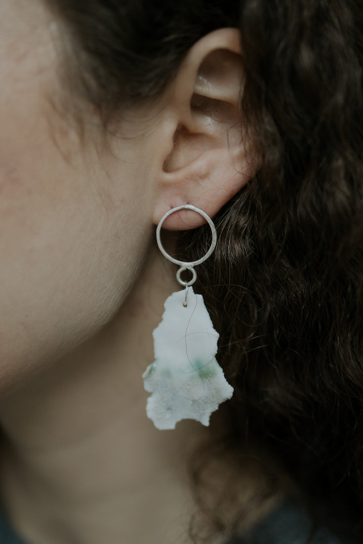 Arctic - handmade sterling silver earrings with porcelain