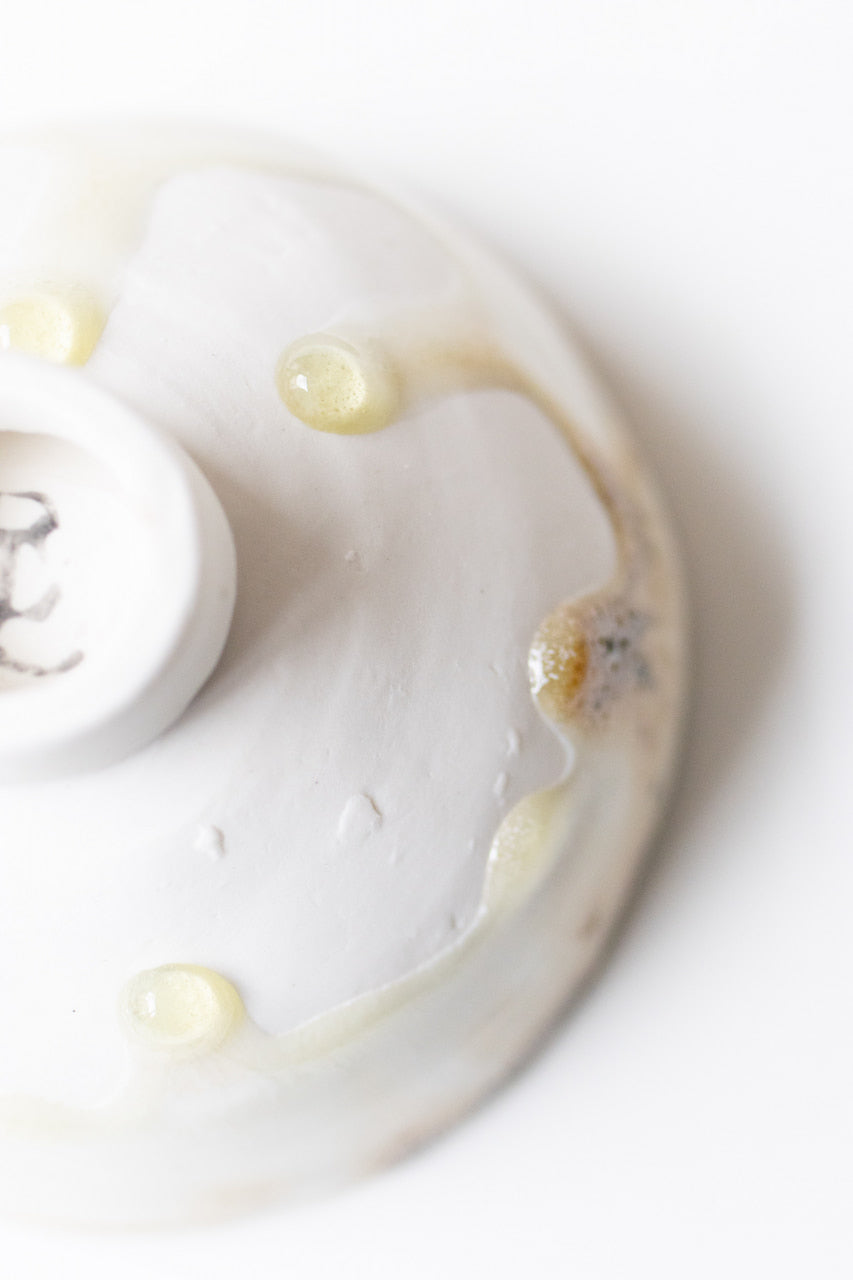 Rain drops - Footed porcelain bowl