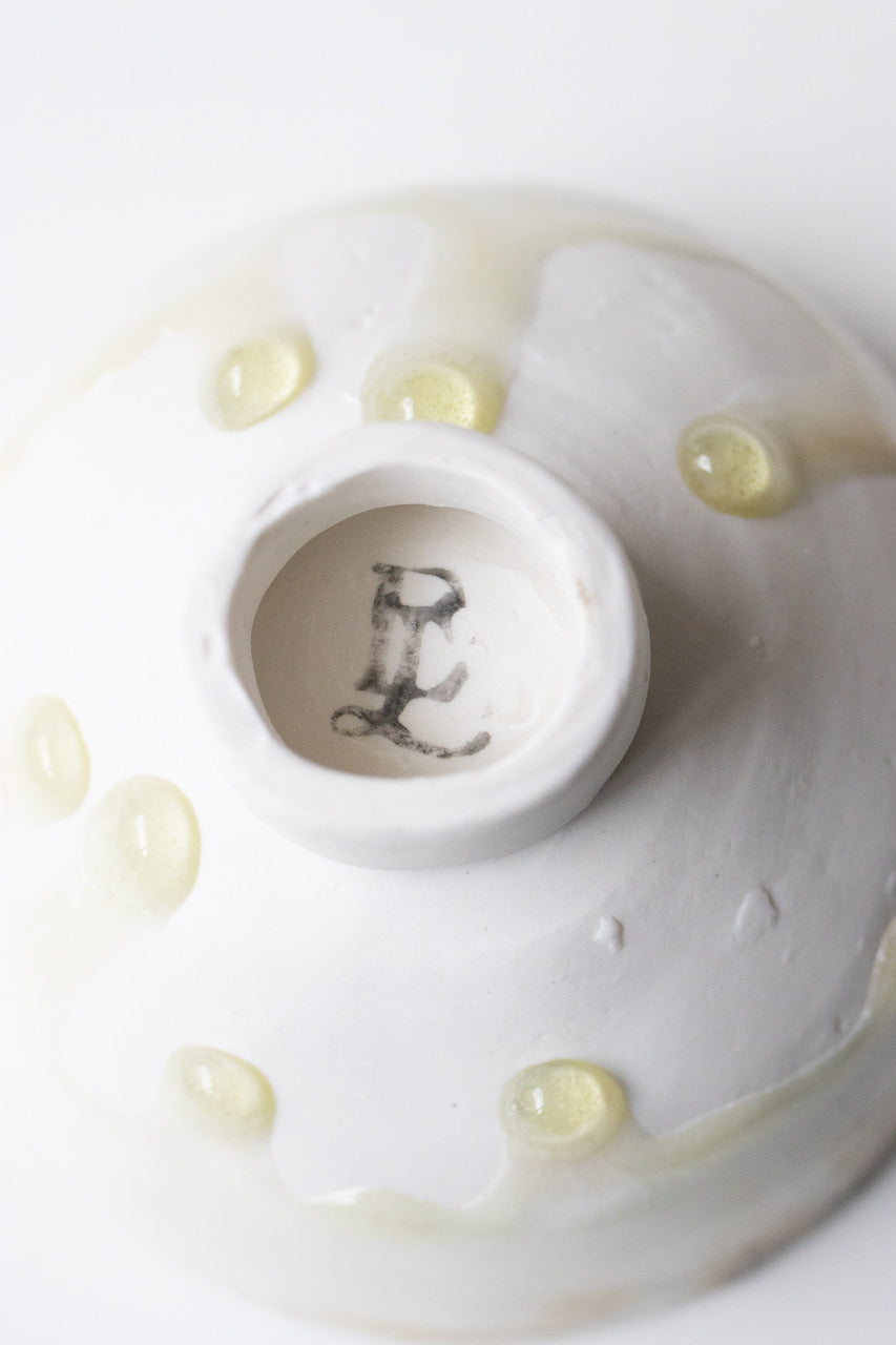 Rain drops - Footed porcelain bowl