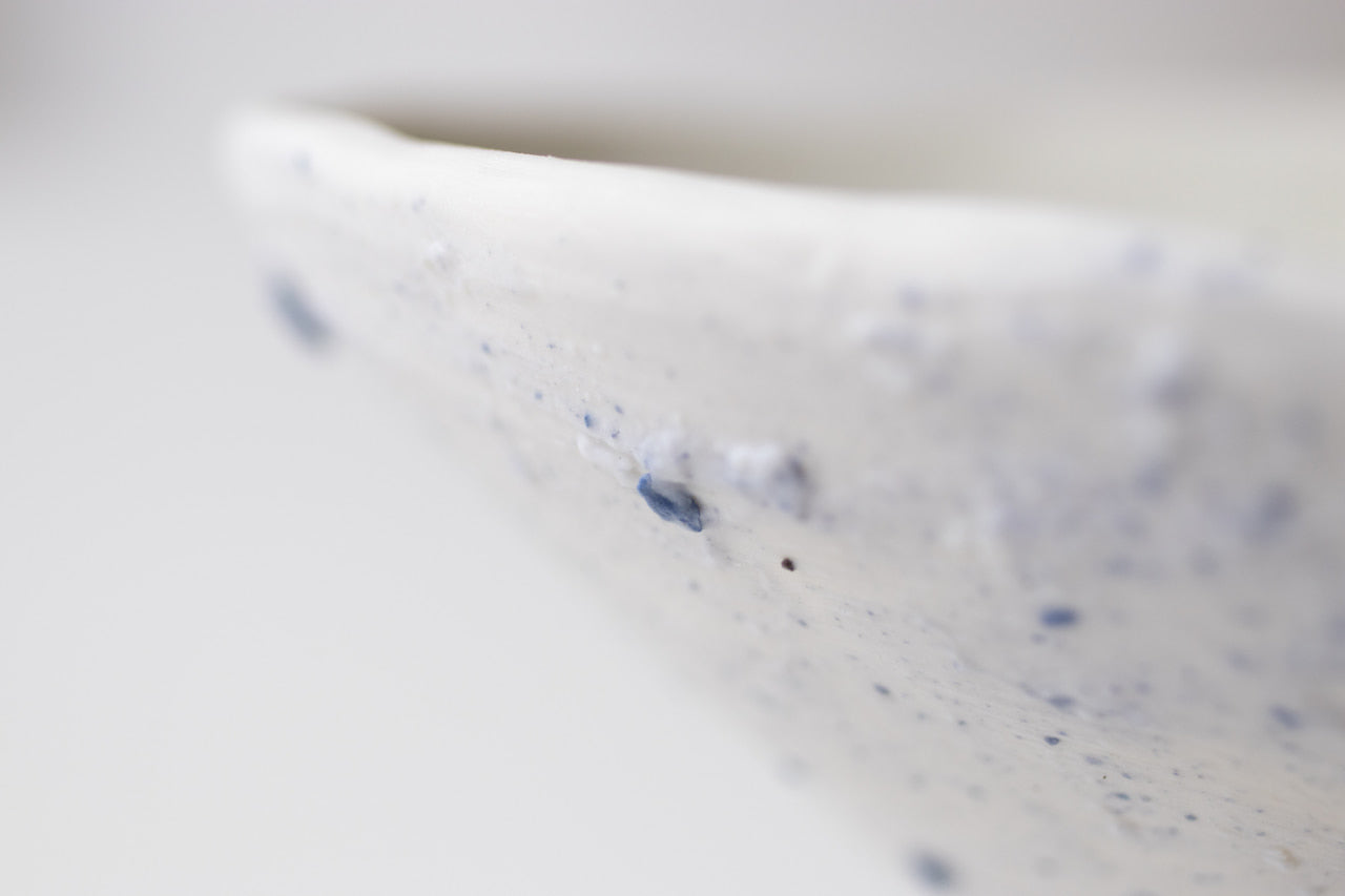 Blue pebbles - Footed textured porcelain bowl