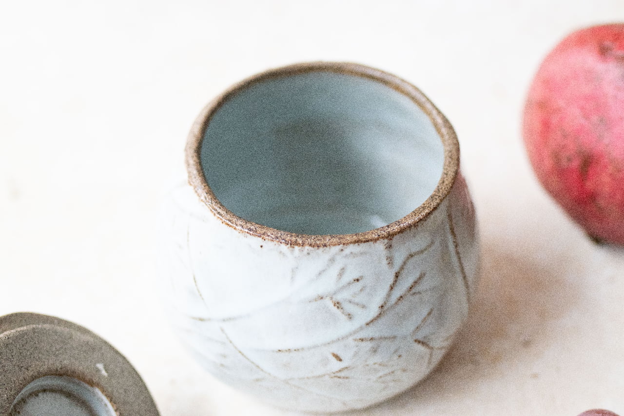 Porta tesori: eisblaues Glas mit Deckel