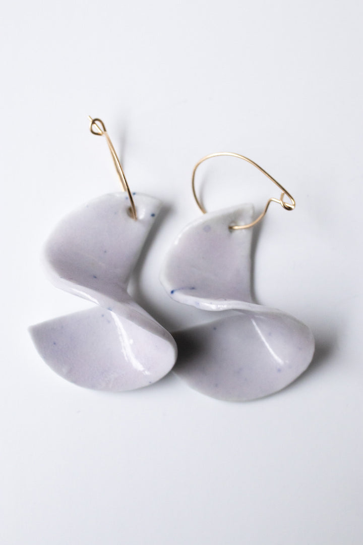 Spiral - Pink Erbium glazed dangle earrings on gold filled wire