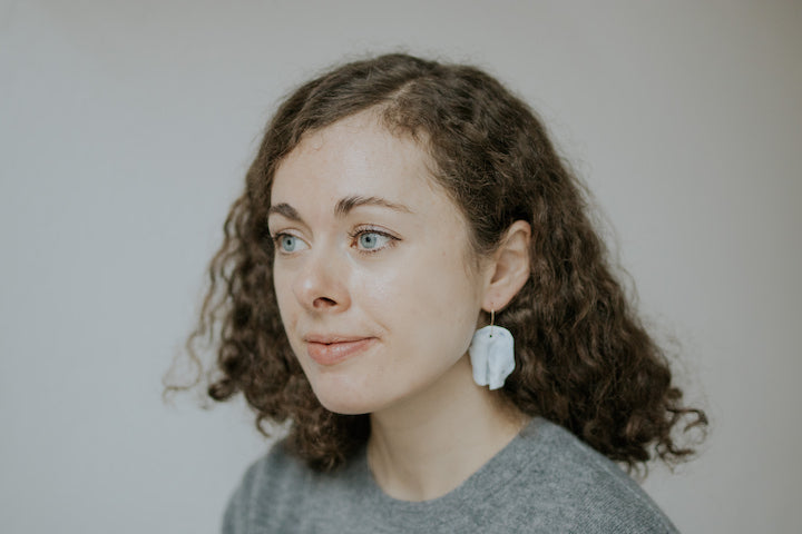 Blue and white porcelain statement earring