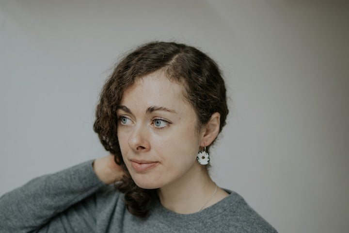 Titan - Porcelain dangle earring with gold filled wire