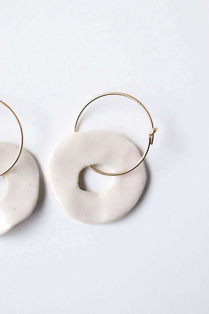 Titan Erbium - Porcelain dangle earring with gold filled wire